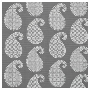 Tela Patrón paisley, gris plateado / gris y blanco