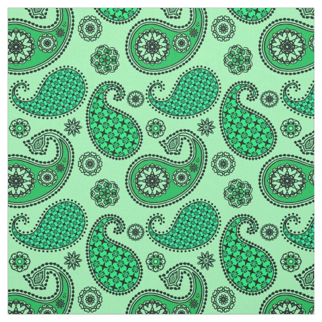 Tela Patrón paisley, jade y verde menta (Retal)