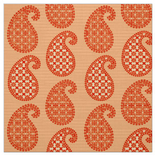 Tela Patrón paisley, mandarina y naranja pastel