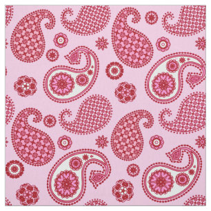 Tela Patrón paisley, menta rosa y blanco 