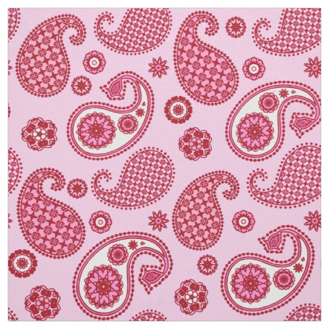 Tela Patrón paisley, menta rosa y blanco (Retal)