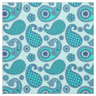 Tela Patrón paisley, turquesa, acuática y marina