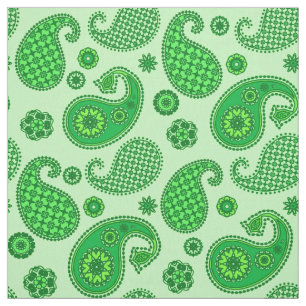Tela Patrón Paisley, verde limón y esmeralda