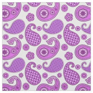 Tela Patrón paisley, violeta, púrpura y blanca