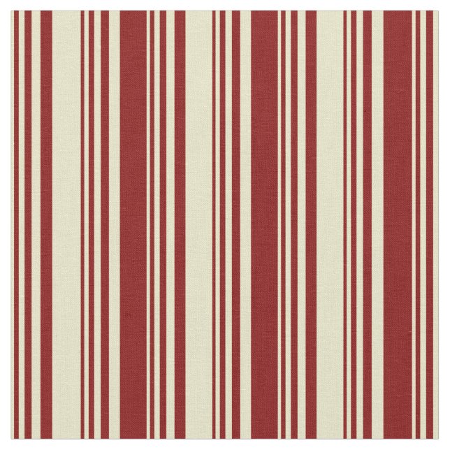Tela Patrón Pale Goldenrod y Maroon Stried/Lined (De cerca)