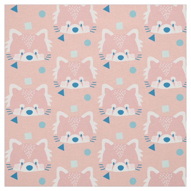 Tela Patrón Panda Rojo Moderno Rosa (Retal)