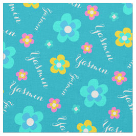 Tela Patrón personalizado de nombre amarillo rosa blanc