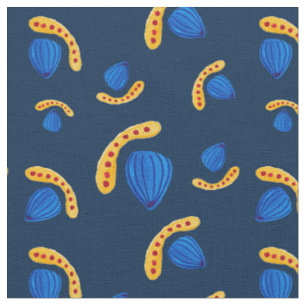 Tela Patrón pintado a mano minimalista boho azul navy