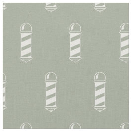 Tela Patrón polo de barbería gris y blanco