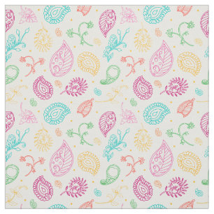 Tela Patrón popular paisley bright boho sobre blanco