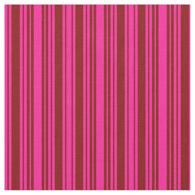 Tela Patrón Profundo Rosa y Marrón Llenado/Rayado (De cerca)