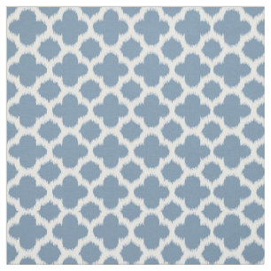 Tela Patrón Quatrefoil azul azul hueso