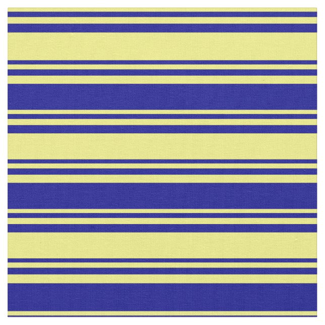 Tela Patrón rayado amarillo y azul oscuro (De cerca)