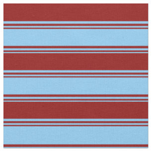 Tela Patrón rayado azul cielo claro y rojo oscuro