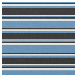 Tela Patrón rayado de cian azul, negro y claro