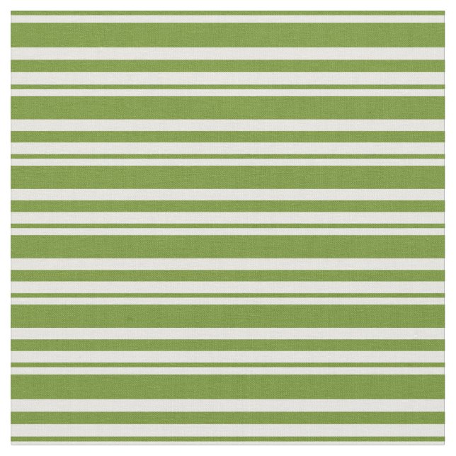 Tela Patrón rayado de color blanco y verde (De cerca)