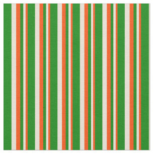 Tela Patrón rayado de color rojo, bizcocho y verde