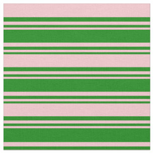 Tela Patrón rayado de color verde y rosa