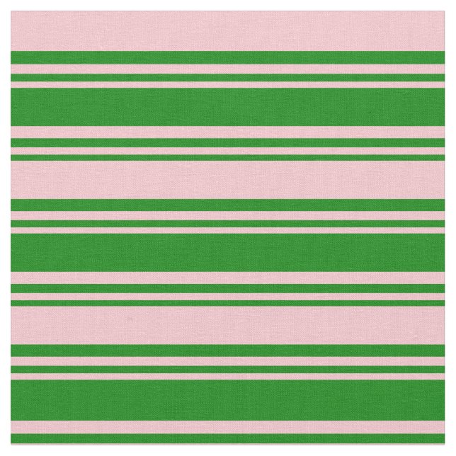 Tela Patrón rayado de color verde y rosa (De cerca)