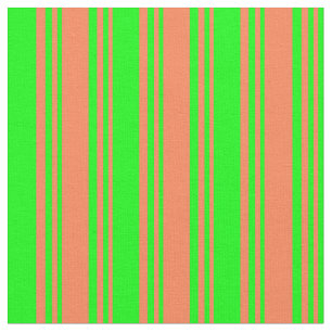 Tela Patrón rayado de coral y lima