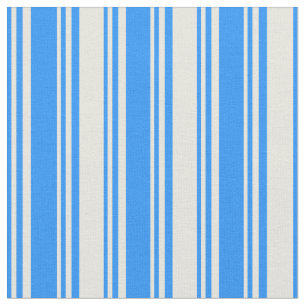 Tela Patrón rayado/lino azul y beige