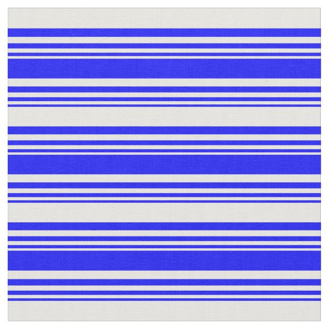Tela Patrón rayado/lino azul y blanco (De cerca)