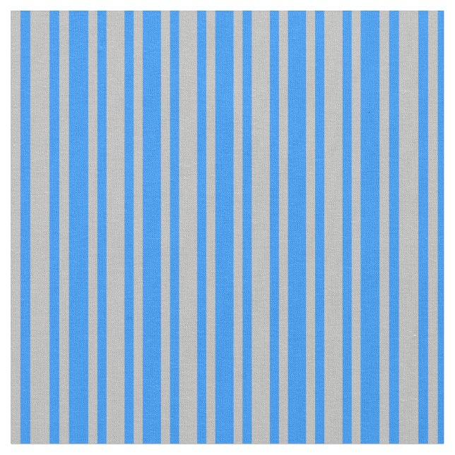 Tela Patrón rayado/lino azul y gris (De cerca)