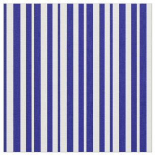 Tela Patrón rayado/lino blanco y azul