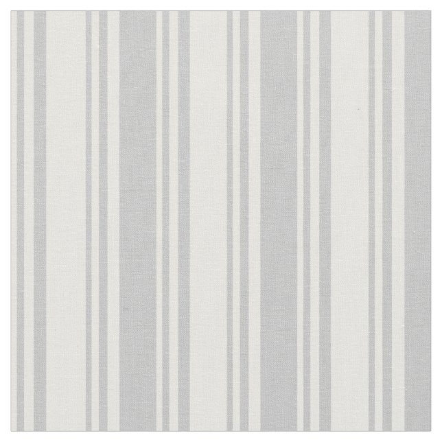 Tela Patrón rayado/lino blanco y gris (De cerca)