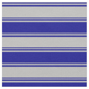 Tela Patrón rayado/lino de color gris y azul oscuro