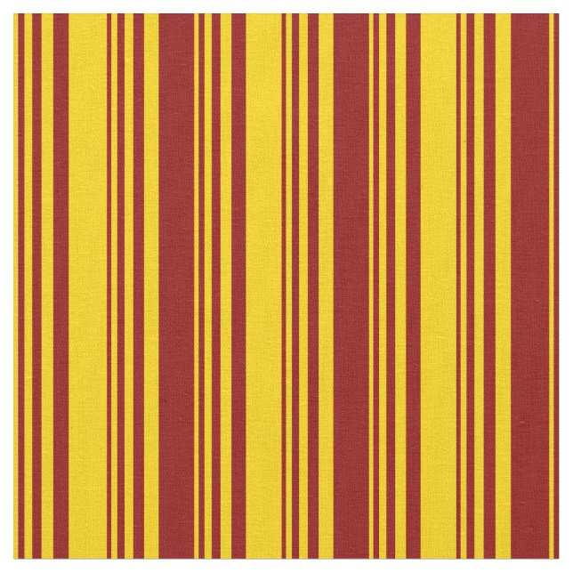 Tela Patrón rayado rojo amarillo y oscuro (De cerca)