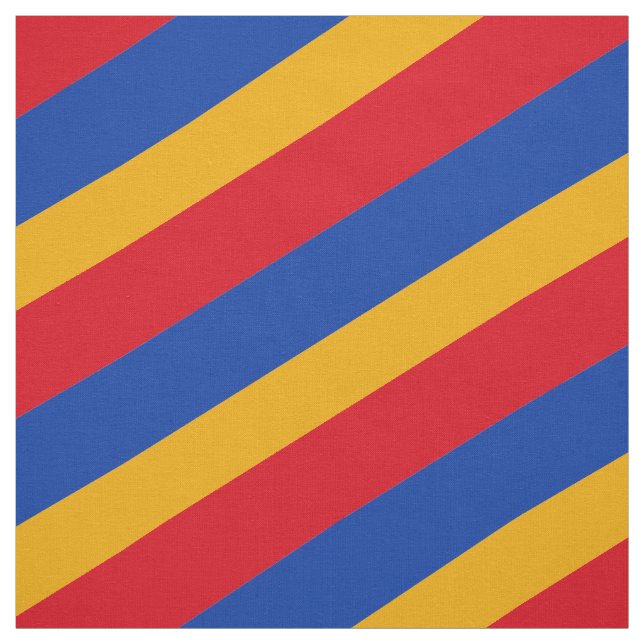 Tela Patrón rayado rojo, azul y amarillo (Retal)