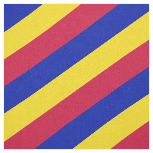 Tela Patrón rayado rojo, azul y amarillo (Retal)