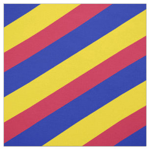 Tela Patrón rayado rojo, azul y amarillo
