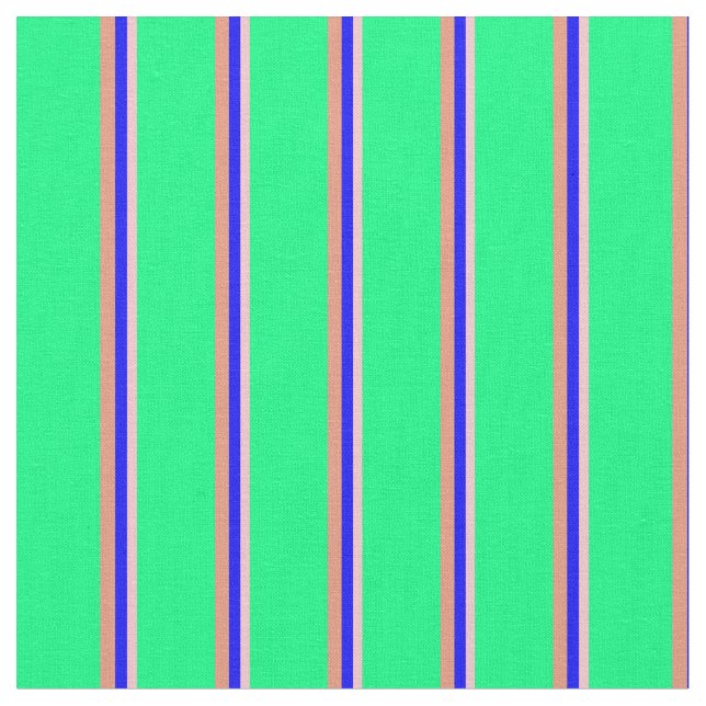 Tela Patrón rayado rosa, azul, oscuro y verde (De cerca)