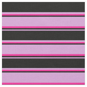 Tela Patrón rayado rosa profundo, negro y ciruela