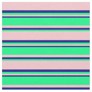 Tela Patrón rayado rosa, verde y azul