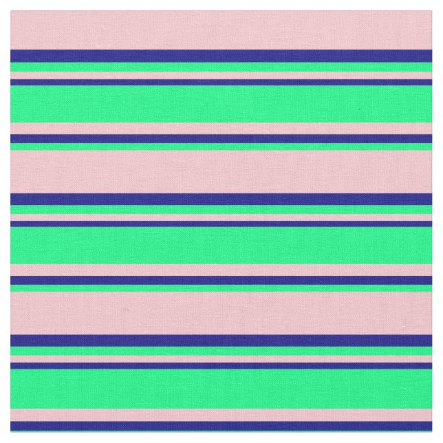 Tela Patrón rayado rosa, verde y azul (De cerca)