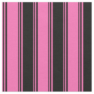 Tela Patrón rayado rosado y negro caliente