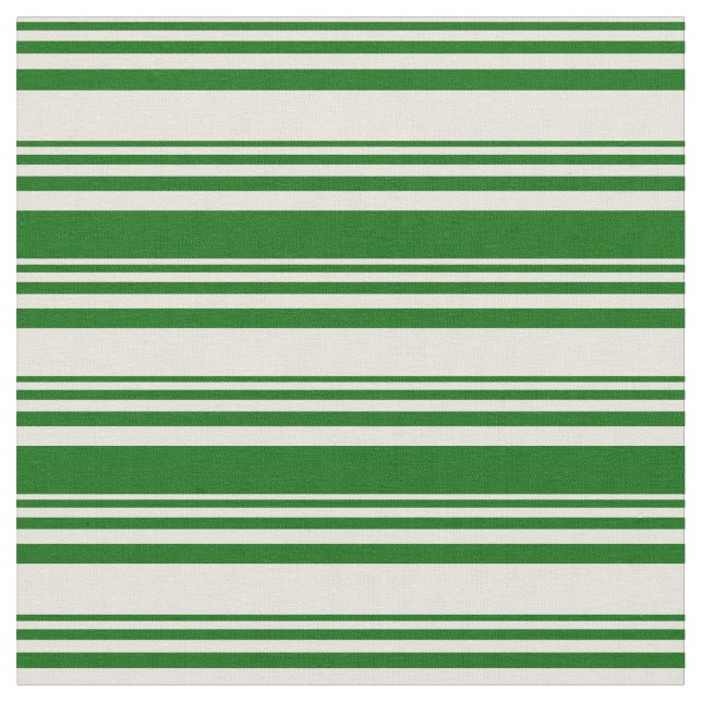 Tela Patrón rayado verde beige y oscuro (De cerca)