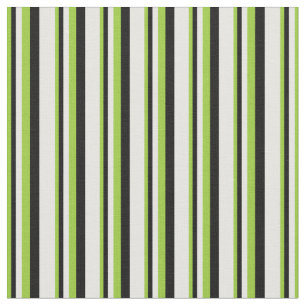 Tela Patrón rayado verde, negro y blanco