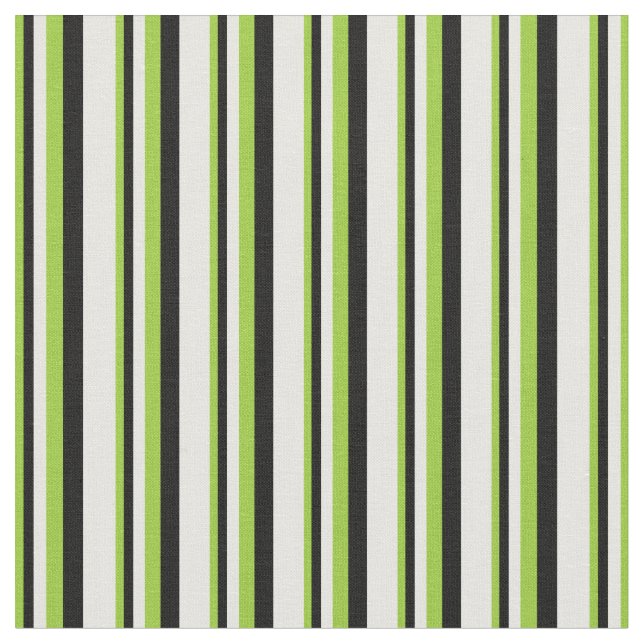 Tela Patrón rayado verde, negro y blanco (De cerca)