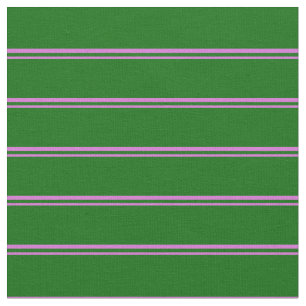 Tela Patrón rayado verde oscuro y orquídea