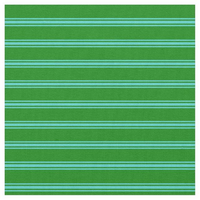 Tela Patrón rayado verde y turquesa (De cerca)