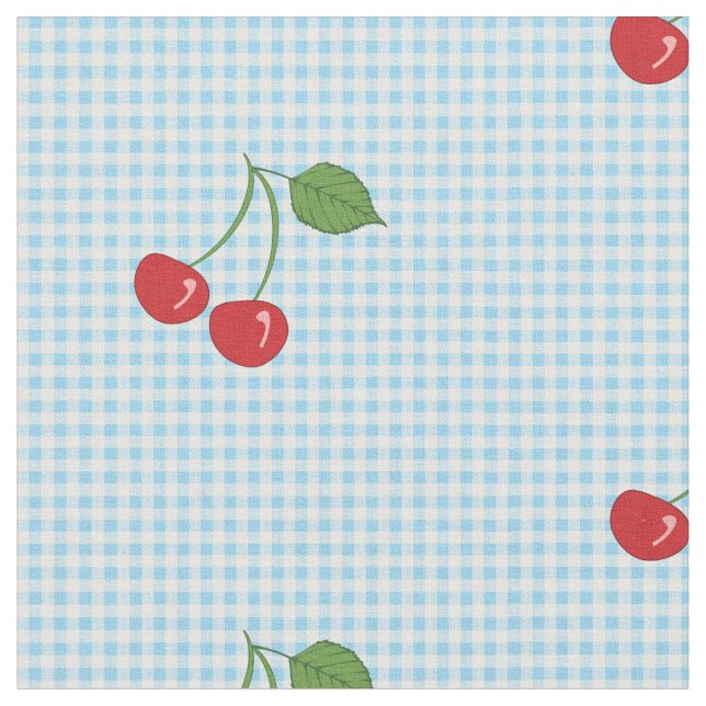 Tela Patrón Retro Cherry Gingham (De cerca)