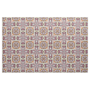 Tela Patrón Retro Chic Nouveau Deco Naranja Púrpura