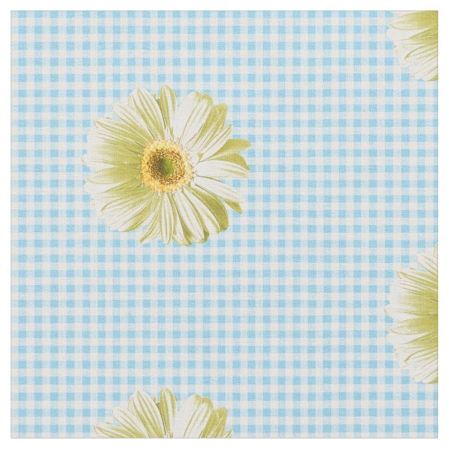 Tela Patrón Retro Daisy Gingham (De cerca)