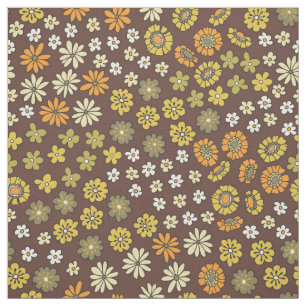 Tela Patrón Retro de Flores Pequeñas Naranja Amarillo M