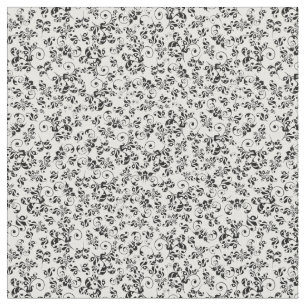 Tela Patrón retro floral blanco y negro