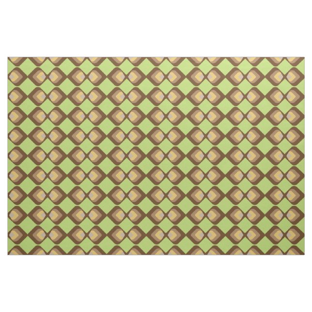 Tela Patrón retro marrón verde ("Cuarto gordo" (fat quarter))